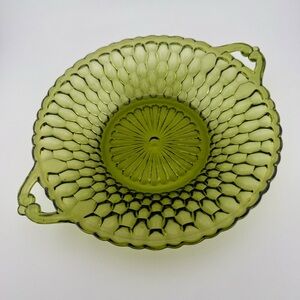 Vintage Honeycomb Serving Dish/Candy Dish Double Handle Round by Indiana Glass